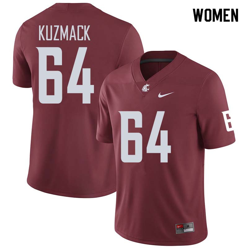 Women #64 Alec Kuzmack Washington State Cougars College Football Jerseys Sale-Crimson